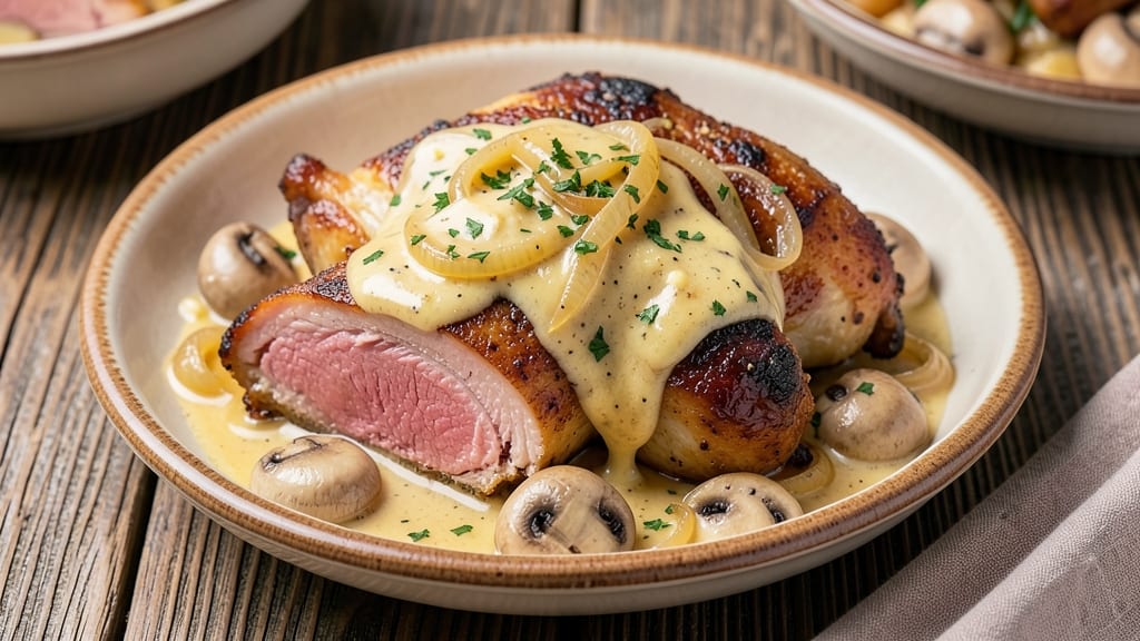 Amish Creamed Chicken Recipe: Buttery Mushroom Gravy Hugs Tender Pieces