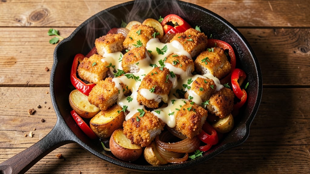 Applebee's Sizzling Chicken Skillet Recipe: Crispy Parmesan-Crusted Bites with Cheesy Sauce Rivers