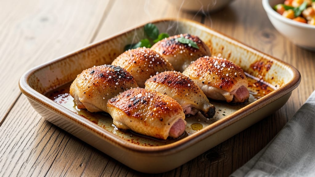 Baked Frozen Chicken Thighs Recipe: Hot-Oil Brine Secret for Crispy Skin