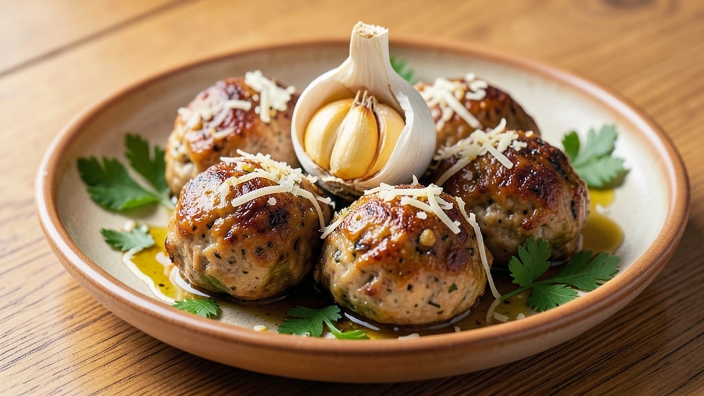 Amylu's Roasted Garlic Chicken Meatballs Recipe: Garlicky Depth and Herb-Infused Crunch