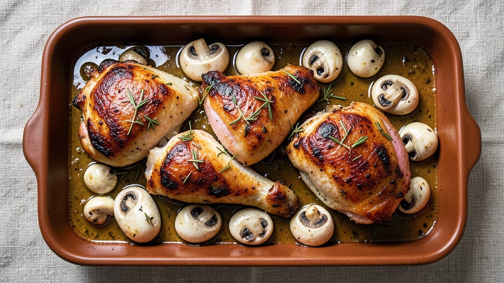 Baked Chicken Thighs With Mushrooms Recipe: Savory Herb-Crusted Crunch and Juicy Bites
