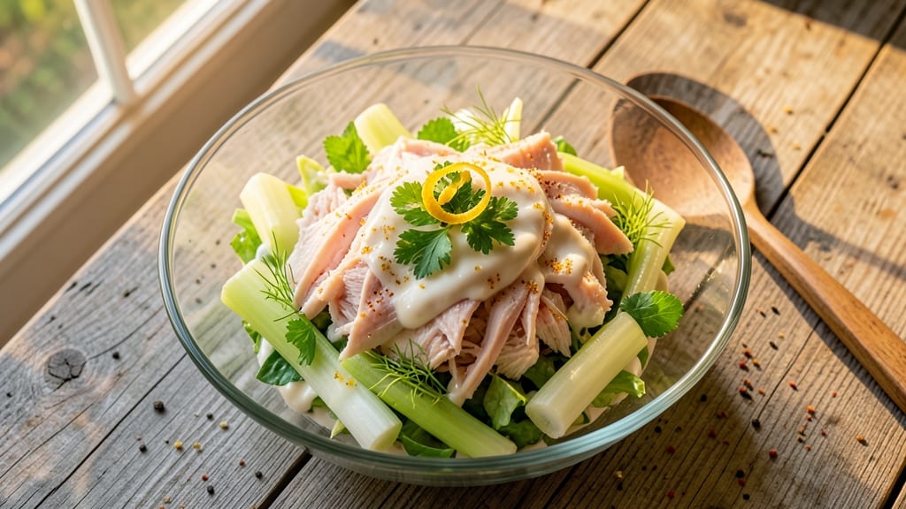 Aladdin's Chicken Salad Recipe: Crunchy Celery and Herb-Packed Bites with Creamy Yogurt Dressing