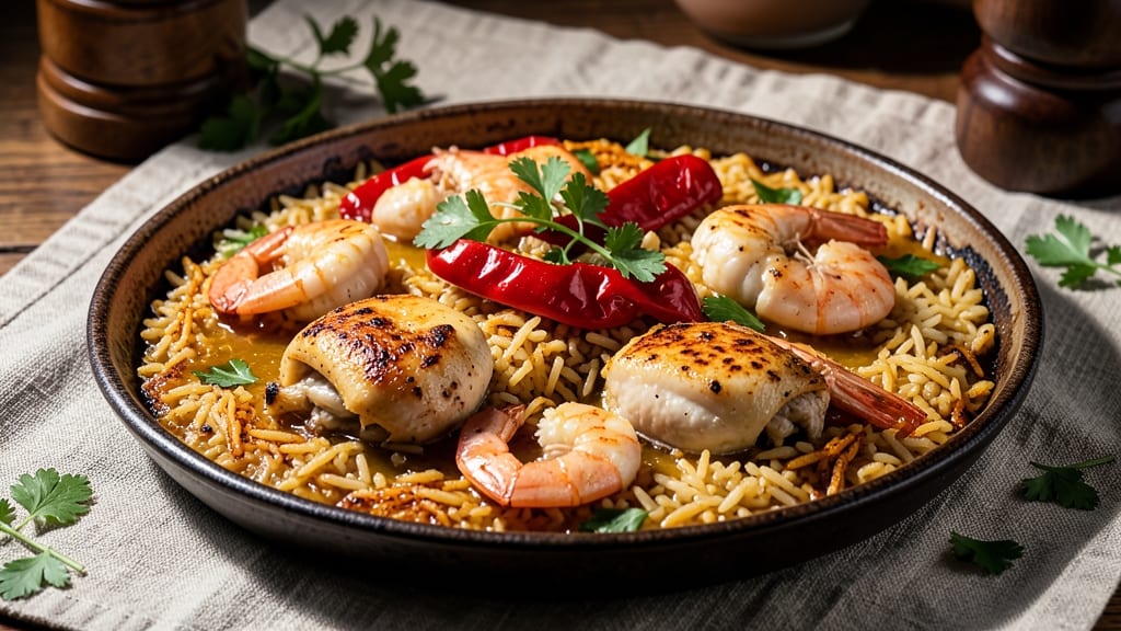 Authentic Chicken And Shrimp Paella Recipe: Saffron-Infused Rice With Seafood Harmony