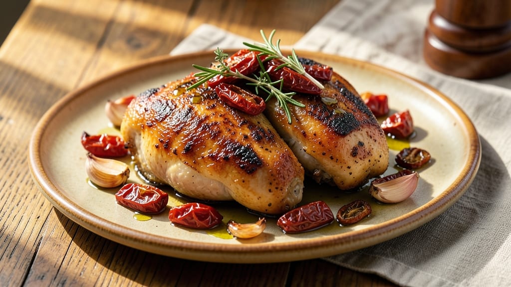 Baked Chicken With Sun-Dried Tomatoes Recipe: Mediterranean Herb Crust and Tangy Bite