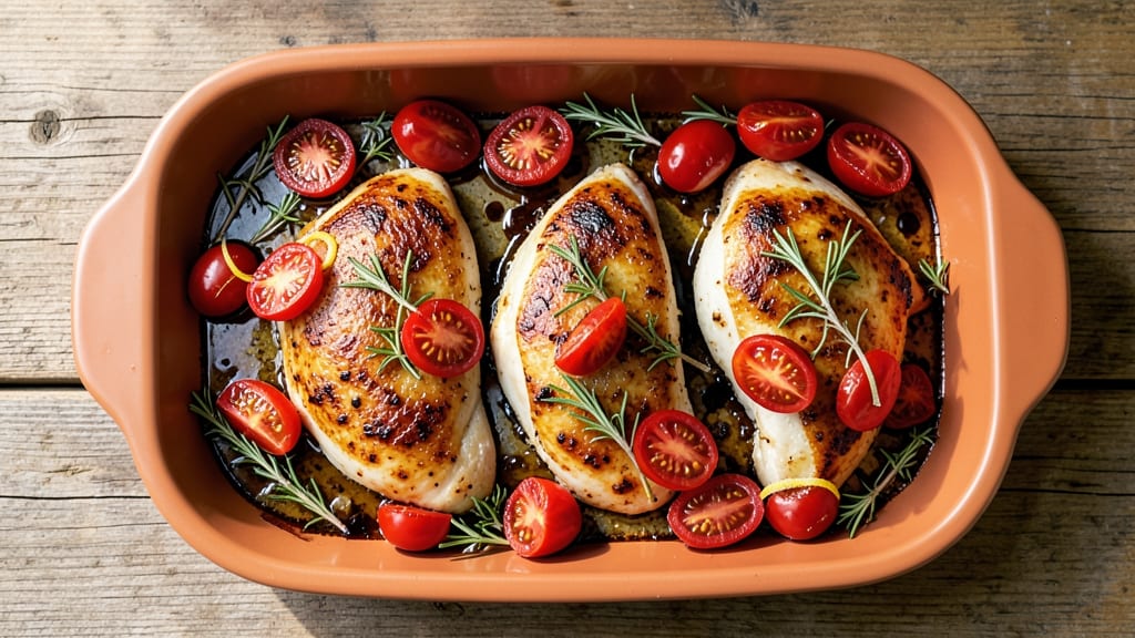 Baked Chicken Breast With Tomatoes Recipe: Juicy Herb-Infused Bites in 25 Minutes