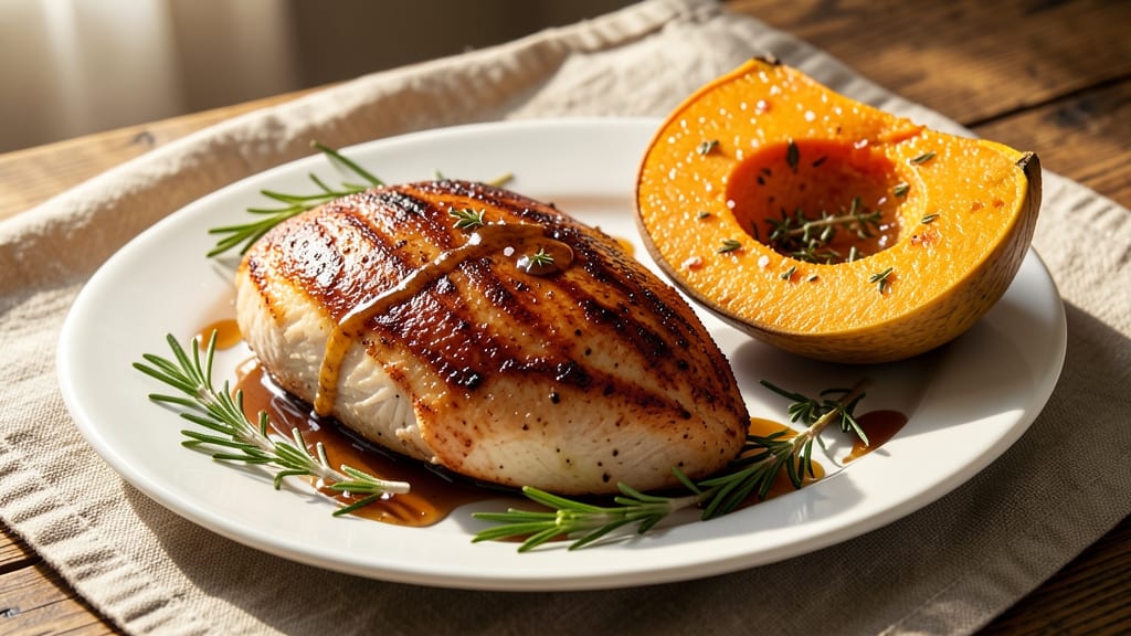 Baked Chicken Breast and Acorn Squash Recipe: Sweet Maple and Herb Roast Harmony
