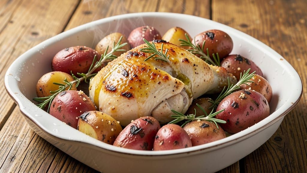 Baked Chicken And Red Potatoes Recipe: One-Pan Roast With Herby Crispiness