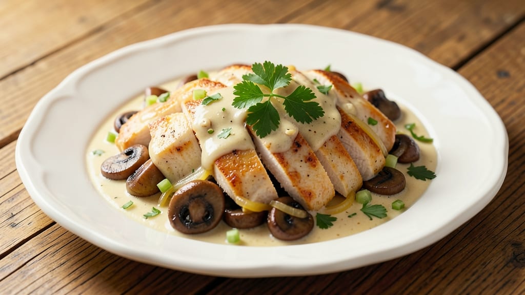 Betty Crocker's Chicken À La King Recipe: Crispy Celery Crown Over Creamy Mushroom Sauce