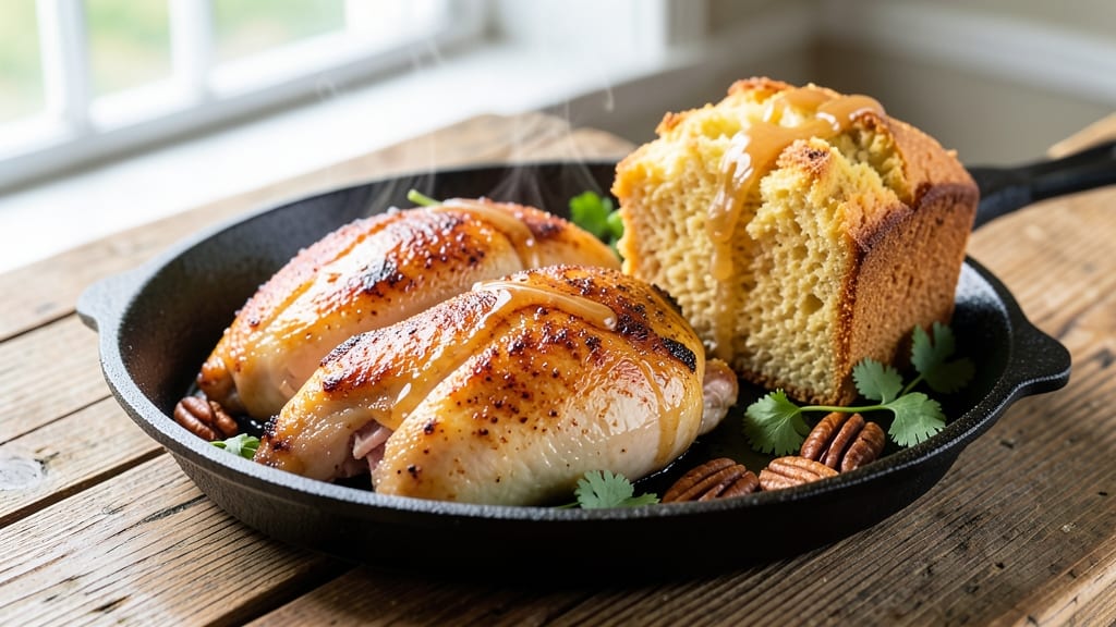 Boston Chicken Cornbread Recipe: Crispy Celery Crown Over Buttery Vanilla Layers