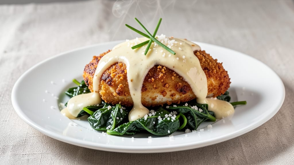 Boston Chicken Creamed Spinach Recipe: Rich Velvety Sauce With Crispy Topping
