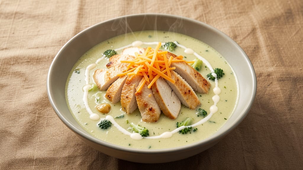 Campbell's Cream of Broccoli Soup and Chicken Recipe: Velvety Broth With Shredded Chicken