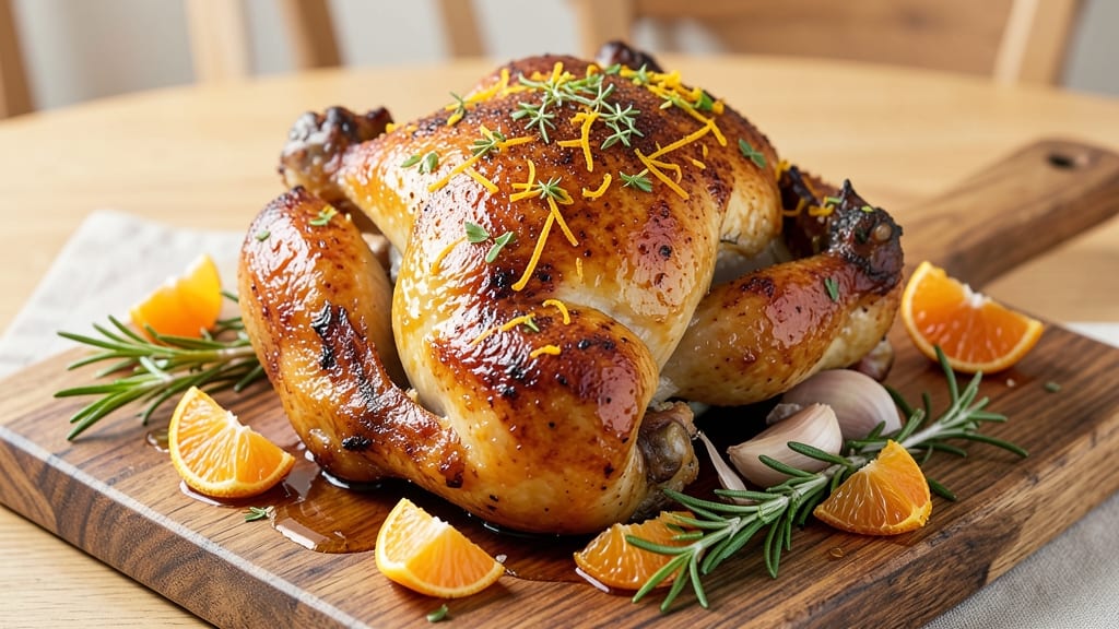 Baked Orange Whole Chicken Recipe: Citrus-Zest Crisp Skin and Juicy Meat