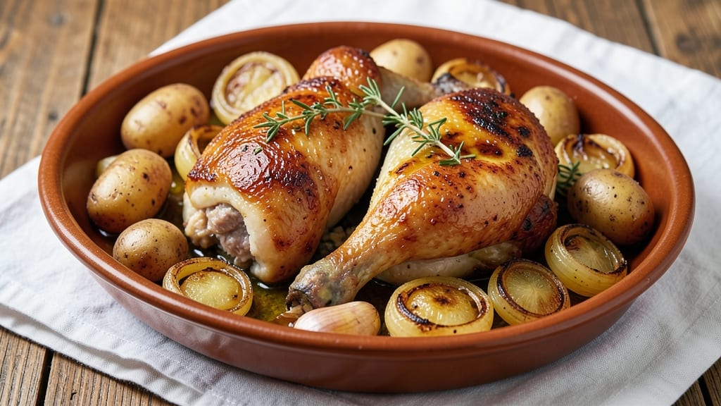 Baked Chicken With Potatoes And Onions Recipe: Crispy Top, Fluffy Centers in One Pan