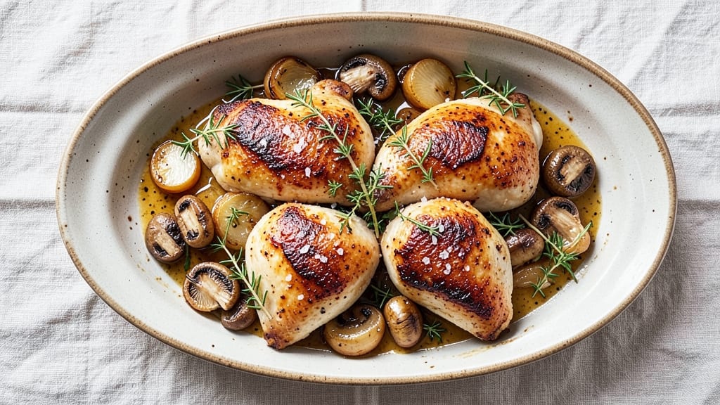 Jamie Oliver's Chicken and Mushroom Tray Bake Recipe: One-Pan Herb-Crusted Perfection