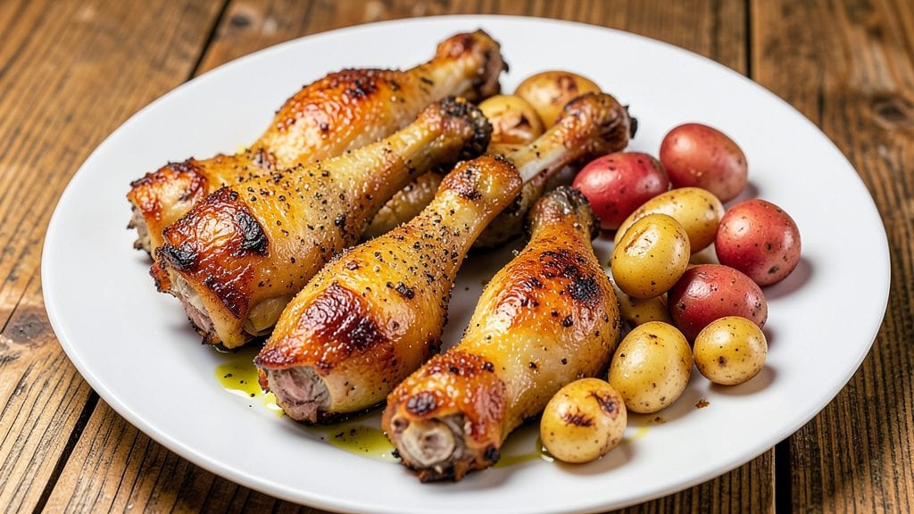 Oven-Baked Chicken Legs and Potatoes Recipe: Crispy-Skinned, Fluffy-Spud Harmony